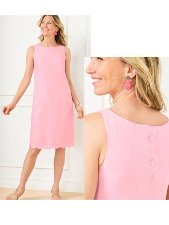 Talbots Dresses & Skirts - Talbots Luxe Linen Scallop Hem Shift Dress